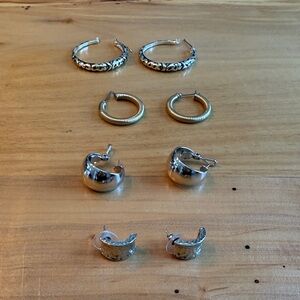 Elegant Silver and Gold Hoop Earrings Set